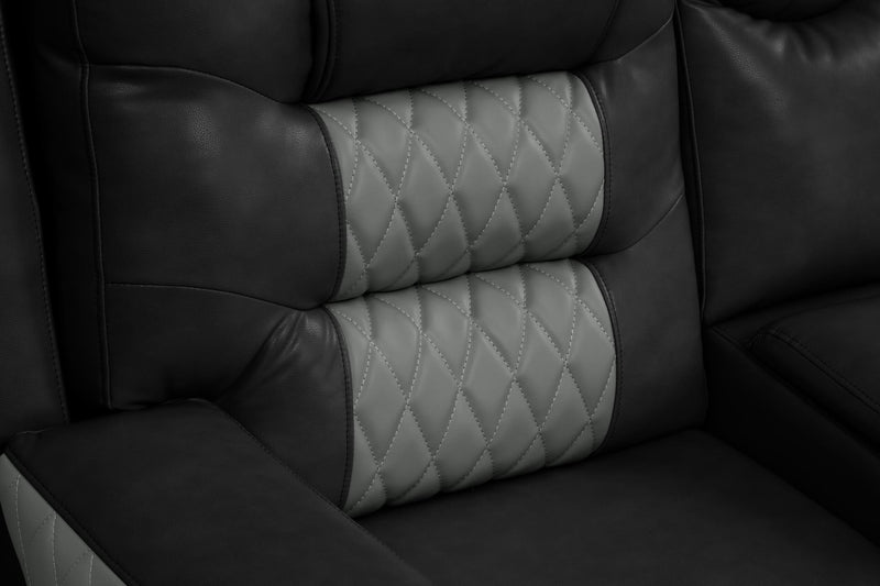 Ohio - Black & Gray Manual Recliner Sectional with Storage Console, Power Source, USB Charger, Cup Holder - S647-Sectional