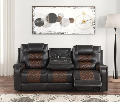 Ohio - Brown Manual Recliner Sofa with Drop-Down Table, Wireless Charger, Power Source, USB Charger and Cup Holder - L646-S