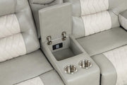 Ohio - Gray & Ice Manual Recliner Loveseat with Storage Console, Power Source and Cup Holder - L648-L