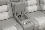 Ohio - Gray & Ice Manual Recliner Sectional with Storage Console, Power Source, USB Charger, Cup Holder - S648-Sectional