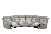 Ohio - Gray & Ice Manual Recliner Sectional with Storage Console, Power Source, USB Charger, Cup Holder - S648-Sectional
