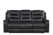 Ohio - Gray & Ice Manual Recliner Sofa with Drop-Down Table, Wireless Charger, Power Source, USB Charger and Cup Holder - L648-S