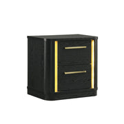 Olen - 2 Drawers Black Nightstand with LED Light - B312-N