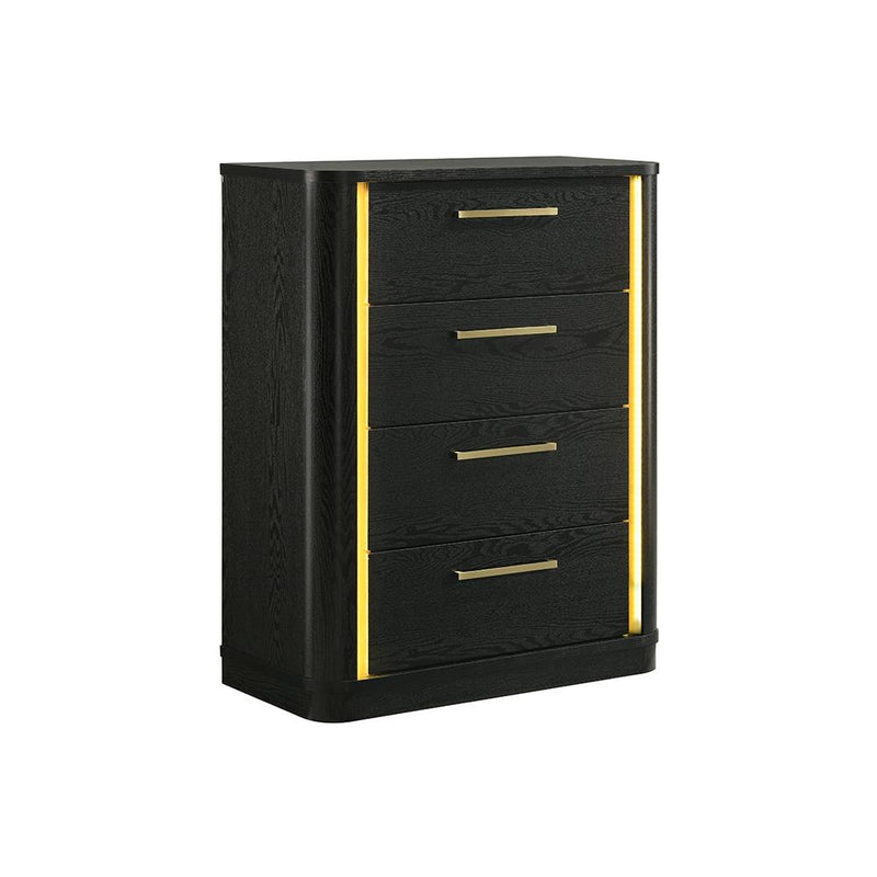 Olen - 4 Drawers Black Chest with LED Light - B312-C