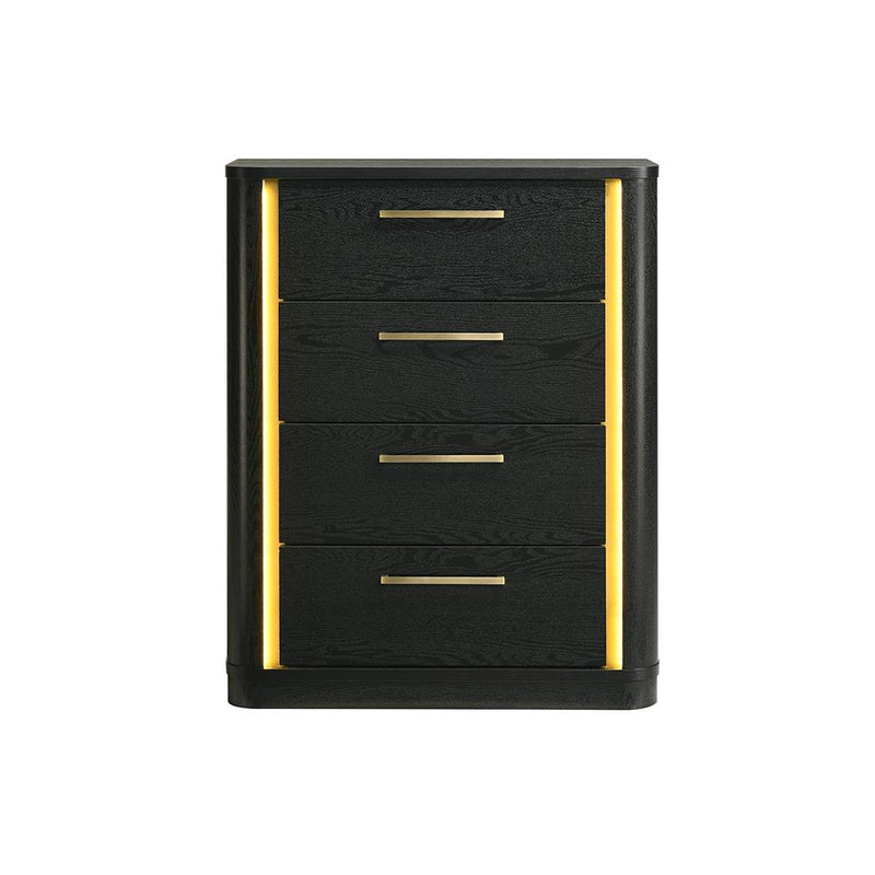 Olen - 4 Drawers Black Chest with LED Light - B312-C