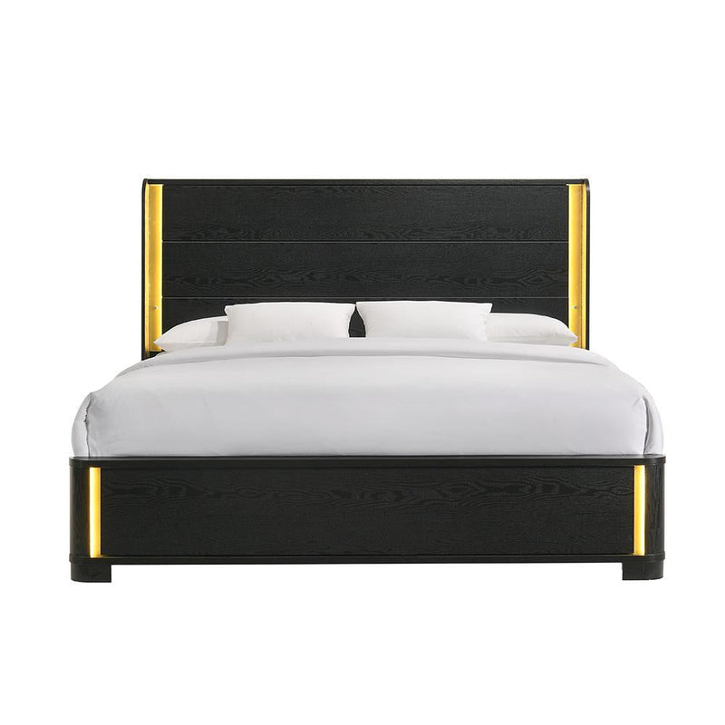 Olen - Black Panel King Bed with LED Light - B312-K-Bed