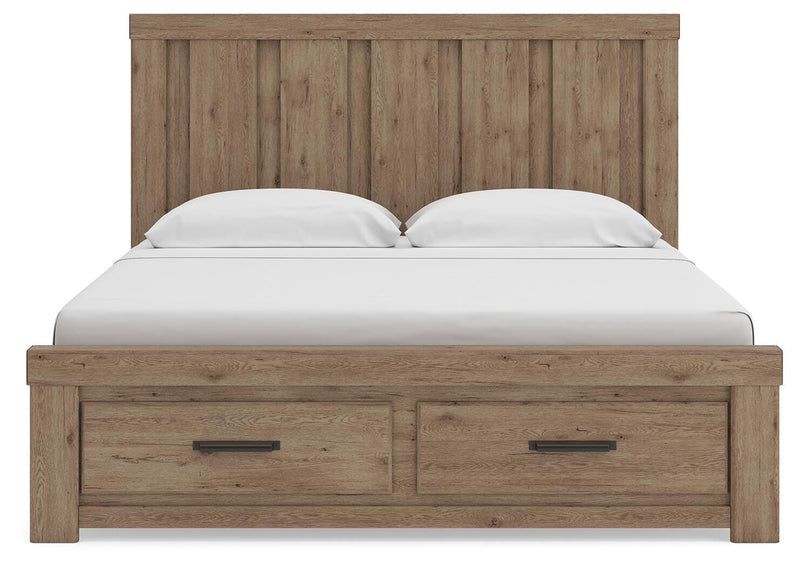 Oliandon Light Brown King Panel Storage Bed - PCB2844B7