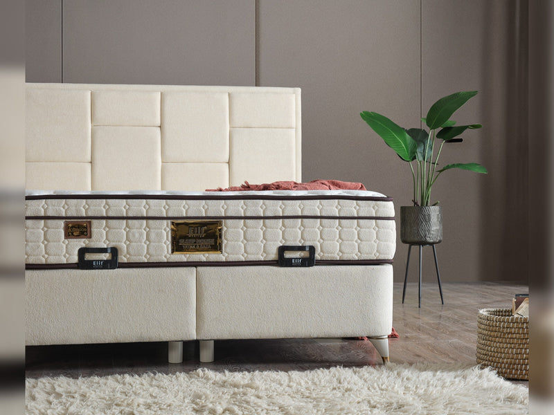 Olimpos Storage Bed With Headboard - Queen in Cream - 200-ELIF-OLI-150-EY234-SB