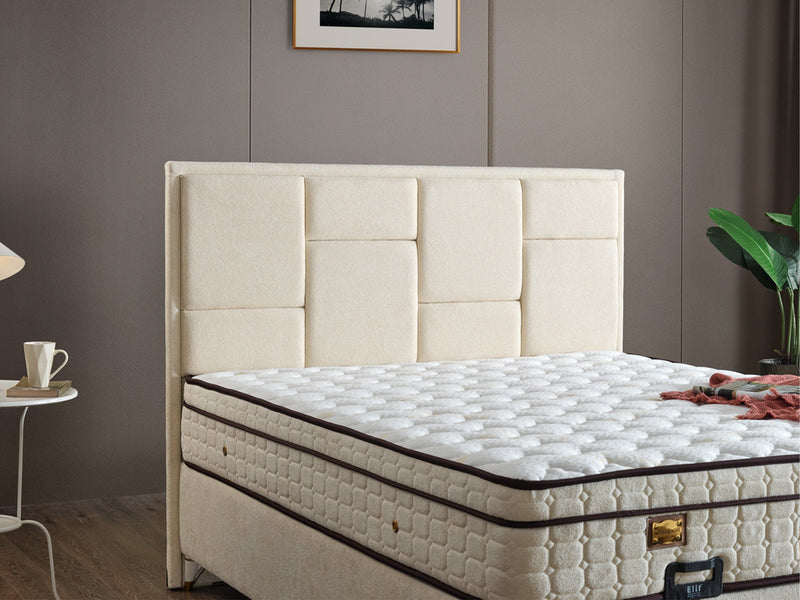 Olimpos Storage Bed With Headboard - Queen in Cream - 200-ELIF-OLI-150-EY234-SB