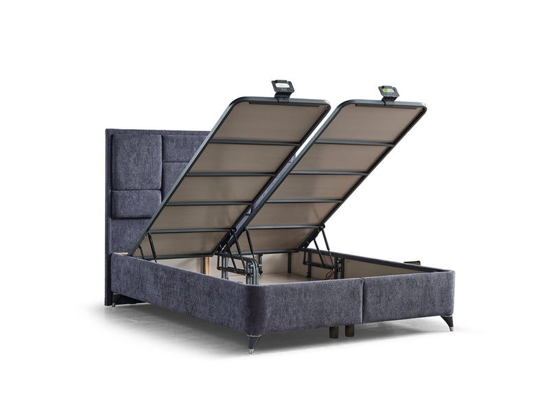 Olimpos Storage Bed With Headboard - Twin in Cream - 200-ELIF-OLI-90-EY234-SB