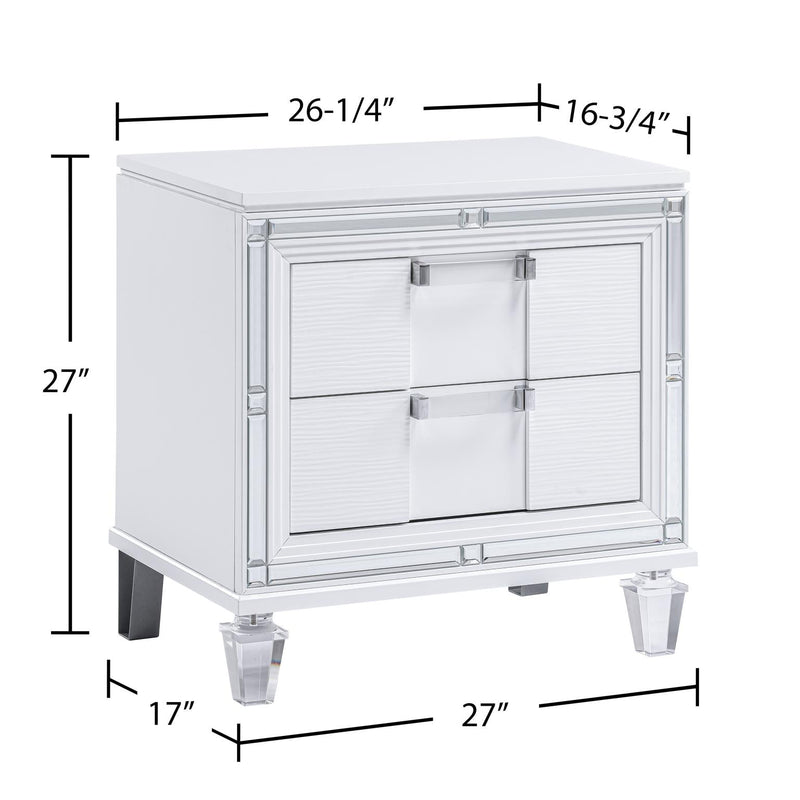 Olivia - 2 Drawers White Nightstand - B232-N
