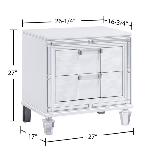 Olivia - 2 Drawers White Nightstand - B232-N