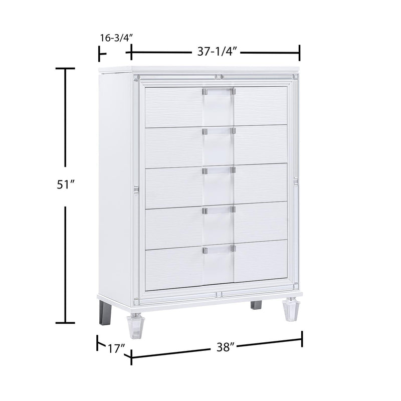 Olivia - 5 Drawers White Chest - B232-C