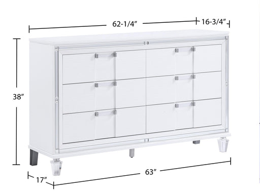 Olivia - 6 Drawers White Dresser - B232-D