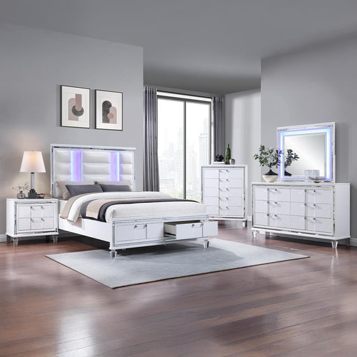 Olivia - White Queen Bed, Dresser, Mirror, Chest, Nightstand - B232-QDMCN