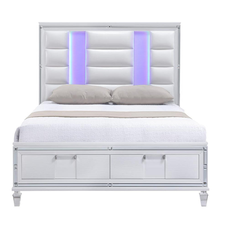 Olivia - White Storage King Bed with LED Light - B232-K-Bed