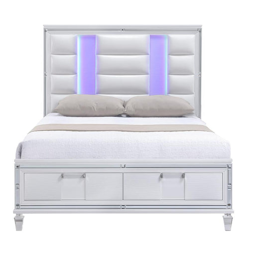 Olivia - White Storage King Bed with LED Light - B232-K-Bed