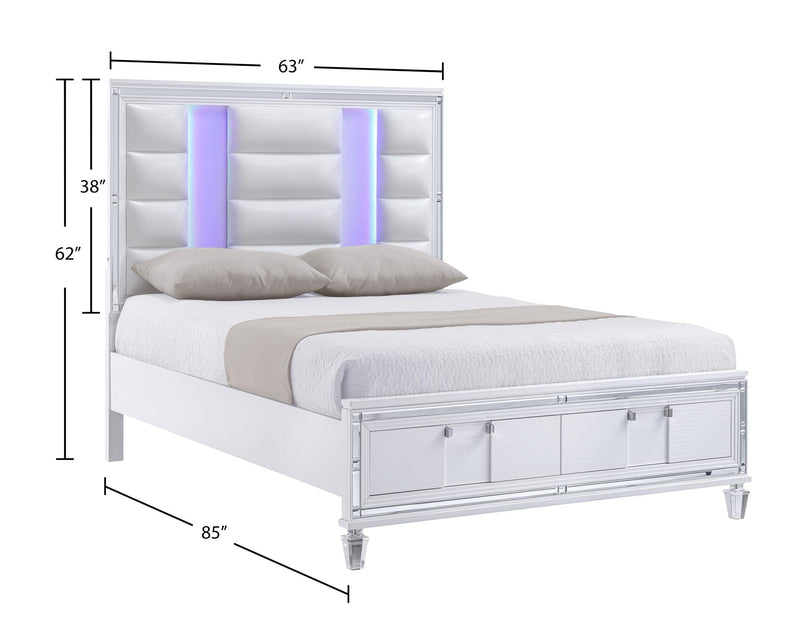Olivia - White Storage Queen Bed with LED Light - B232-Q-Bed