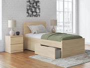 Onita Natural Twin Panel Platform Bed with 1 Side Storage - EB9632B10