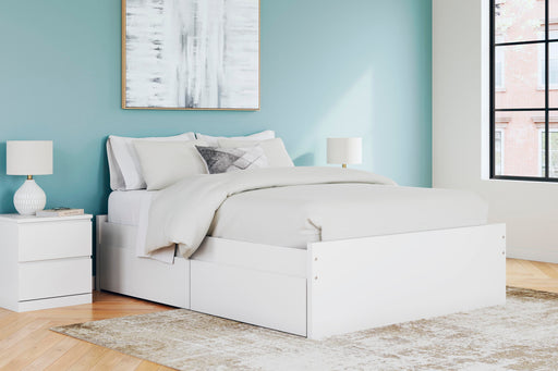 Onita White Queen Platform Bed with 1 Side Storage - EB9630B22