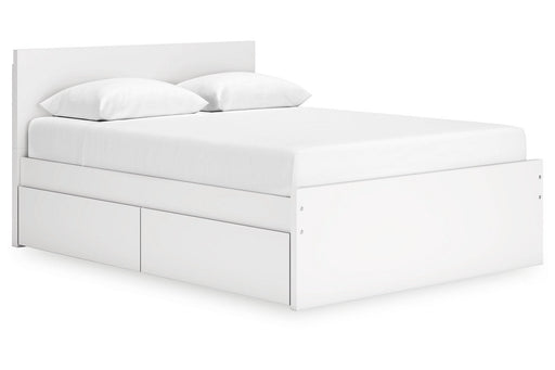 Onita White Queen Platform Bed with 1 Side Storage - Gate FurnitureQueen Bed