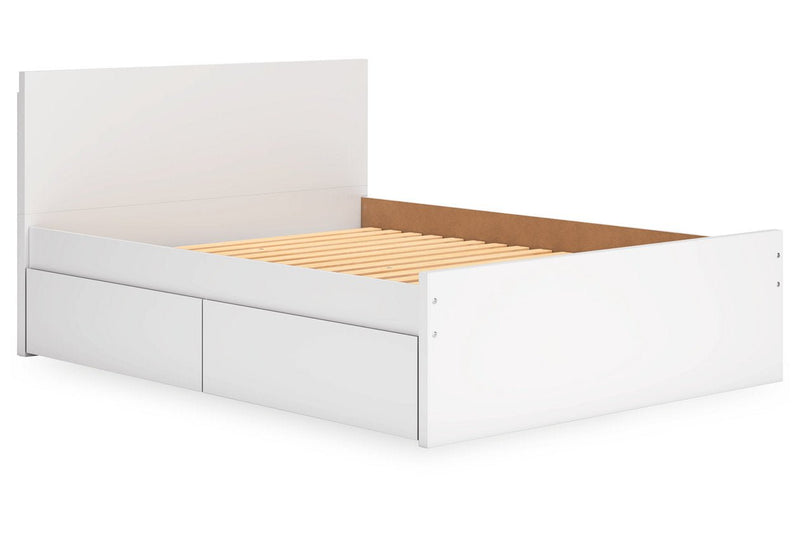 Onita White Queen Platform Bed with 1 Side Storage - Lara FurnitureQueen Bed