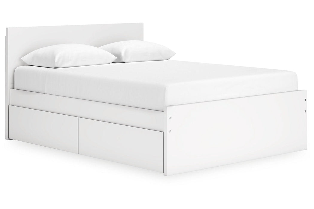 Onita White Queen Platform Bed with 2 Side Storage - Gate FurnitureQueen Bed