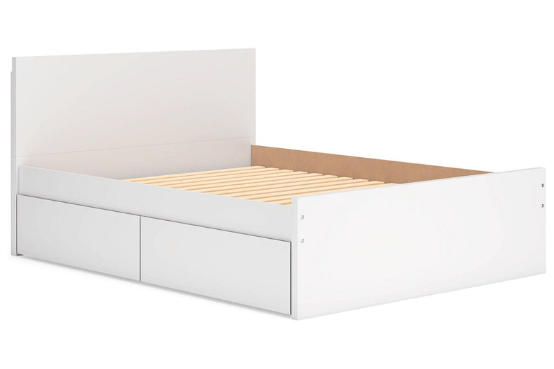 Onita White Queen Platform Bed with 2 Side Storage - Lara FurnitureQueen Bed