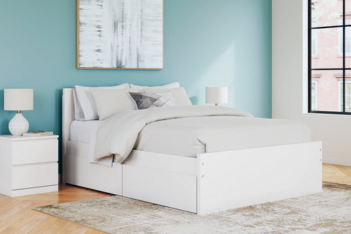 Onita White Queen Platform Bed with 2 Side Storage - Lara FurnitureQueen Bed