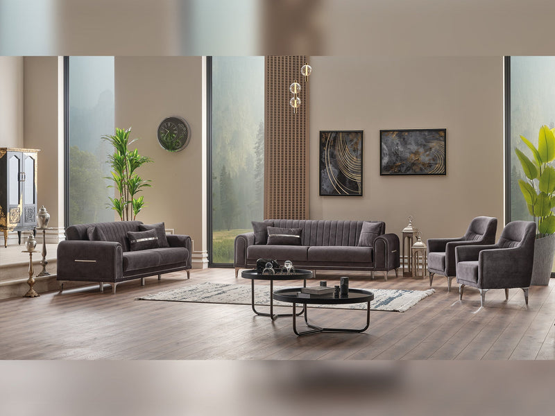 Orion 3-pieces (Sofa & Loveseat & Chair) Livingroom Set Grey in Grey - 101-ORI-TUR376-321
