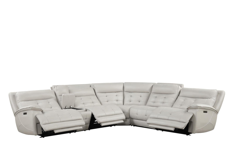 Orion - Ice Power Sectional with Power Recliner LAF and Power Headrest, 2nd Seat Power Reclıner and Power Headrest on LAF, Power Recliner RAF with Power Headrest, Storage Console, Pull-out Cup Holder, Wireless Charger, USB Charger - S407-Sectional