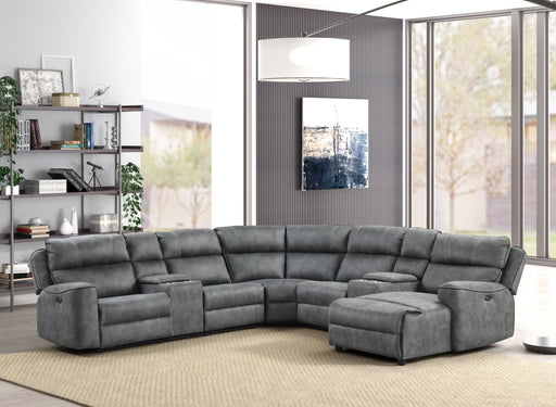 Orlando - 4 PC Gray Power Sectional with 2 Storage Console, Cup Holder, Power Source, USB Charger - S425-Sectional
