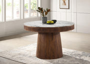 Ortega Round 46-inch Marble Top Wood Dining Table Natural - 105141