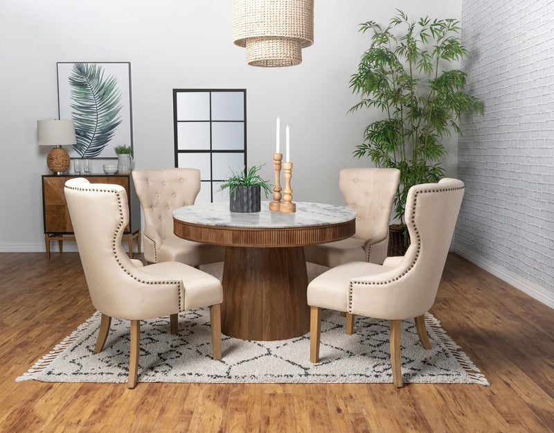 Ortega Round 46-inch Marble Top Wood Dining Table Natural - 105141