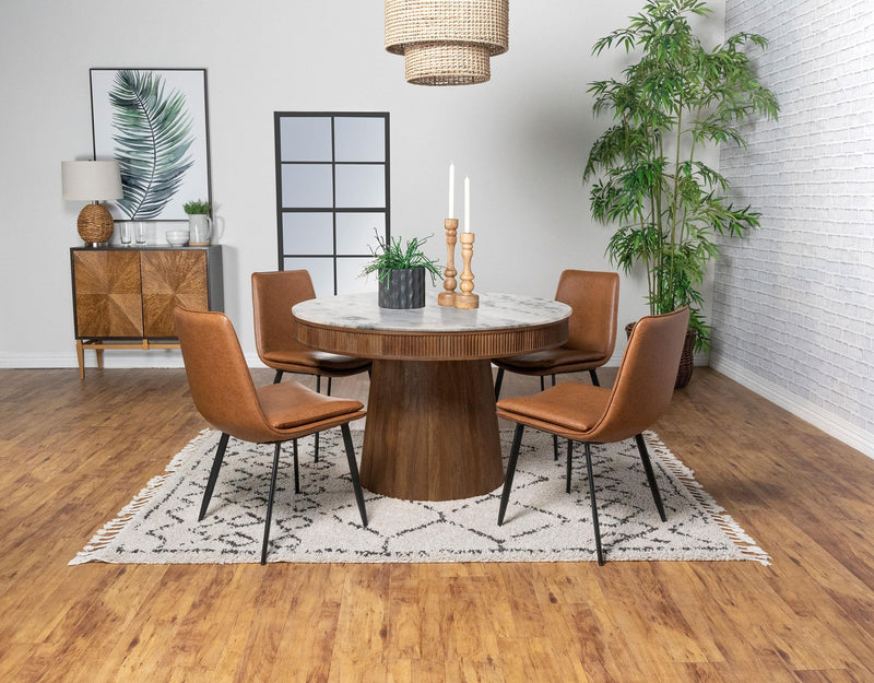 Ortega Round 46-inch Marble Top Wood Dining Table Natural - 105141