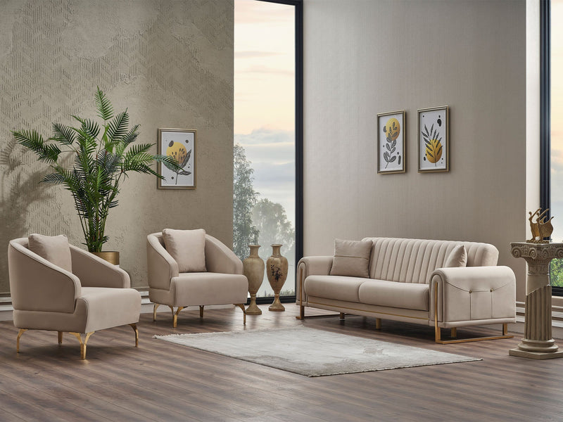Oscar Convertible Loveseat in Cream - 200-SER-OSC-ANKA529-2