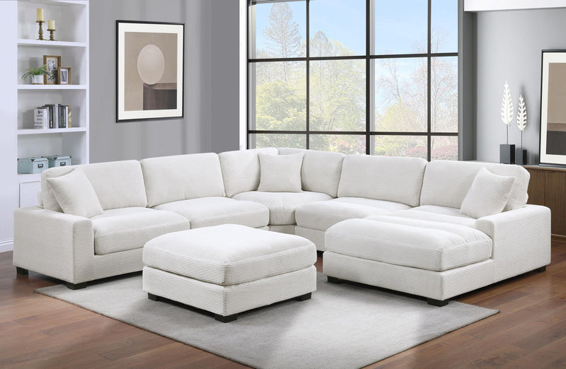 6PC (LAF Arm, 2XArmless, Wedge, RAF Chaise, Ottoman) - L120-Beige-6PC W/ Ottoman