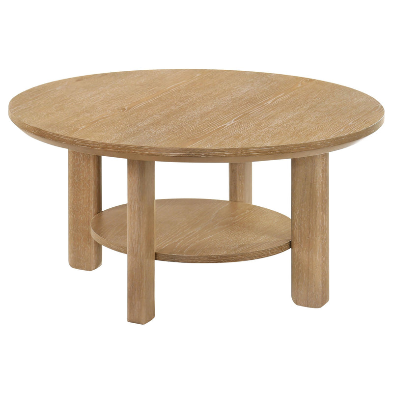 Ottowa 2-piece Round Wood Coffee Table Set Light Oak - 706298-S2