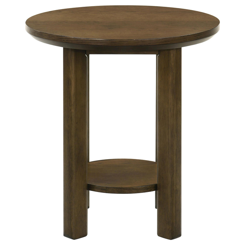 Ottowa 22-Inch Round Wood Side End Table with Shelf Brown - 706307