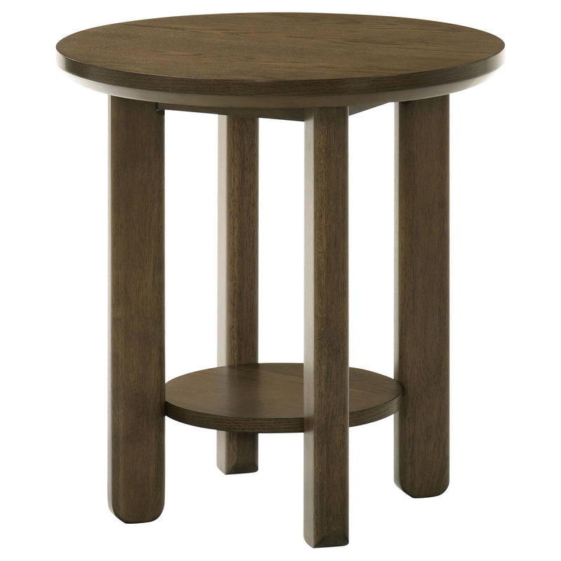 Ottowa 22-Inch Round Wood Side End Table with Shelf Brown - 706307