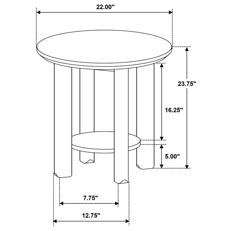 Ottowa 22-Inch Round Wood Side End Table with Shelf Brown - 706307