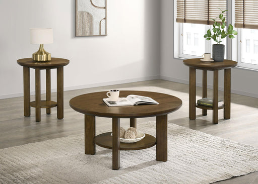 Ottowa 3-piece Round Wood Coffee Table Set Brown - 706308-S3