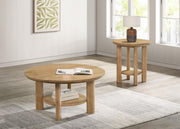 Ottowa 36-inch Round Wood Cocktail Coffee Table Light Oak - 706298