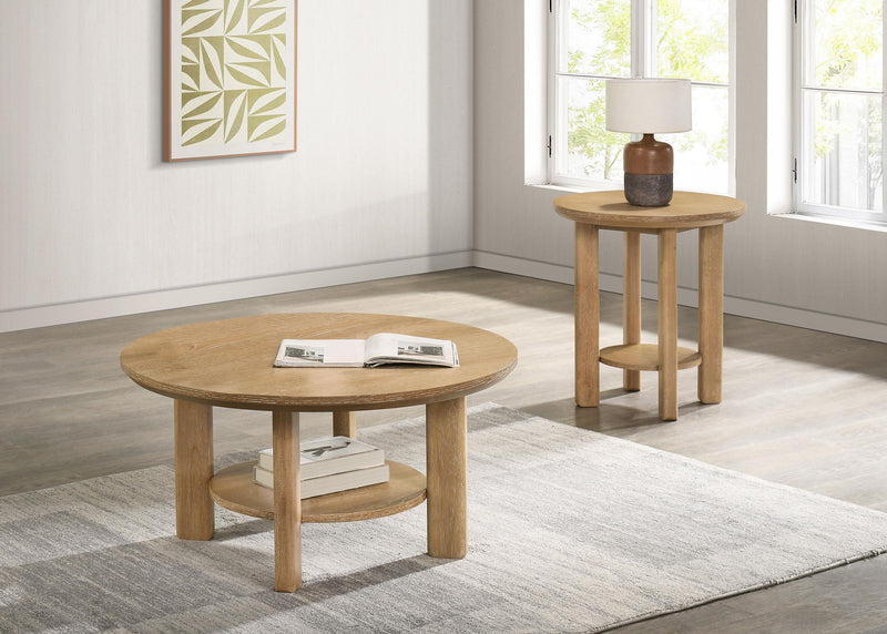 Ottowa 36-inch Round Wood Cocktail Coffee Table Light Oak - 706298