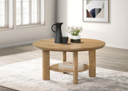 Ottowa 36-inch Round Wood Cocktail Coffee Table Light Oak - 706298