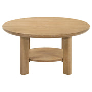 Ottowa 36-inch Round Wood Cocktail Coffee Table Light Oak - 706298