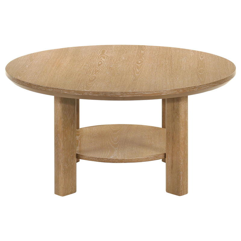 Ottowa 36-inch Round Wood Cocktail Coffee Table Light Oak - 706298