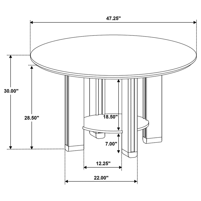 Ottowa 47-inch Round Wood Dining Table with Shelf Brown - 193660