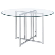 Pace 48-inch Round Glass Top Dining Table Chrome - 115210CHR