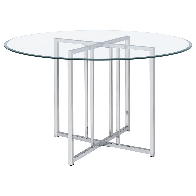 Pace 48-inch Round Glass Top Dining Table Chrome - 115210CHR